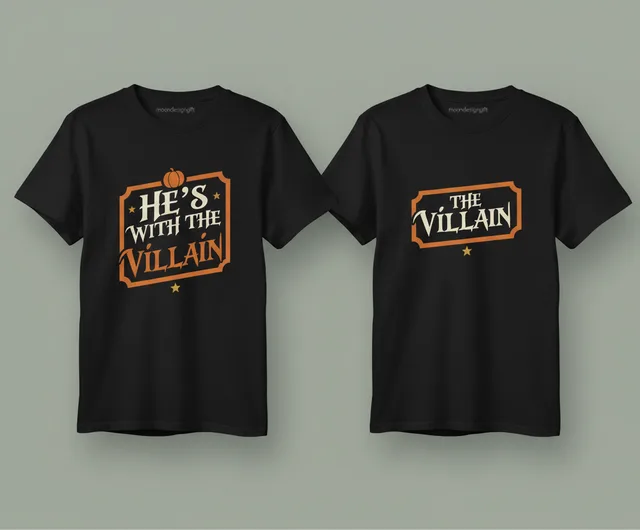 He’s With The Villain / The Villain Matching Couples Park Trip T-Shirt Set