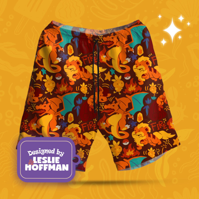 Charizard Fire Red Poke Shorts, Women’s Board Shorts