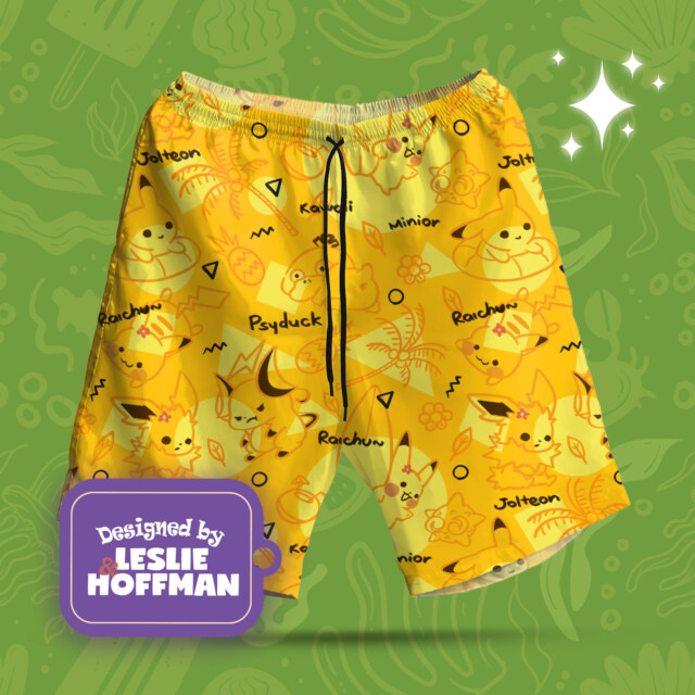 Pikachu Yellow Poke Shorts, Women’s Board Shorts