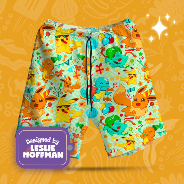 Evee Pokemon Day Anniversary Shorts, Women’s Board Shorts