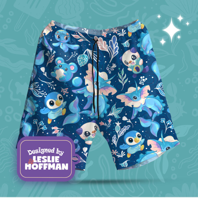 Vaporeon Water Poke Shorts, Women’s Board Shorts