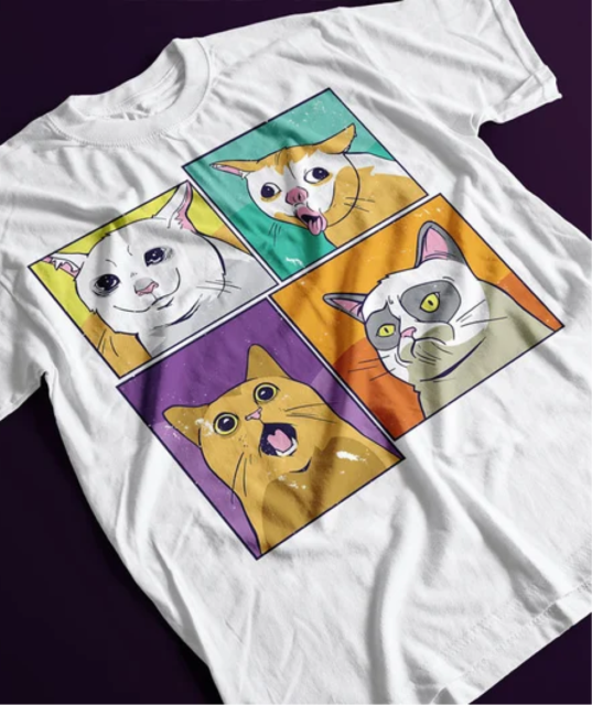 FUNNY CAT MEME ADULT T-SHIRT
