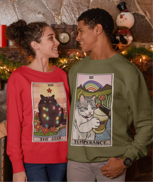 ANY 2 TAROT CAT MEME SWEATSHIRTS FOR 65 SAD CAT