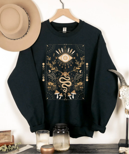 WITCHY TAROT SWEATSHIRT , MUSHROOM SWEATSHIRT