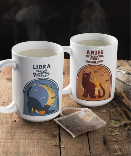 DARK SPOOKY CAT ASTROLOGY MUG