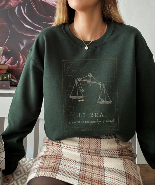 DARK ACADEMIA LIBRA ZODIAC SWEATSHIRT