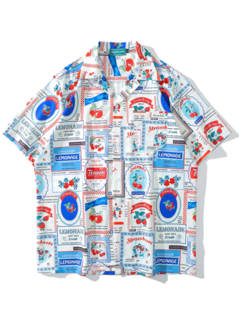 Simple Sandalwood Print Short Sleeve Shirt