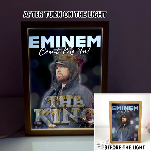 Rap God The King Count Me In 4D Art Led Light Wooden Frame Night Light Decoration