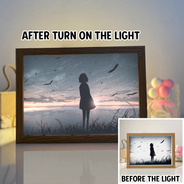 Night Sky In The Countryside 4D Art Led Light Wooden Frame Night Light Decoration