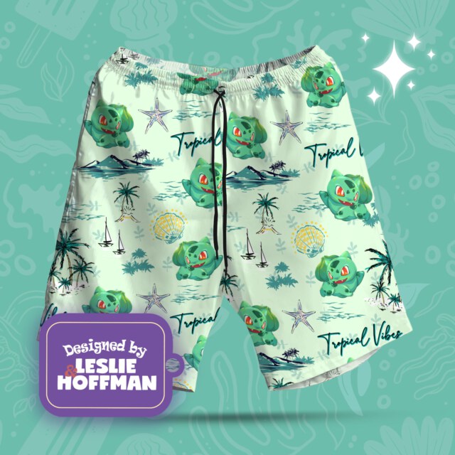 Bulbasaur Tropical Vibes Pokemon Shorts, Women’s Board Shorts