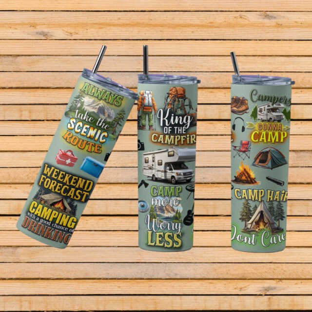 Always Take the Scenic Route - King of the Campfire - Campers Gonna Camp 20oz Tumbler