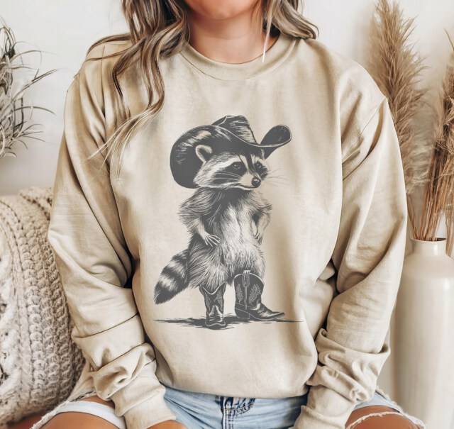 Western Raccoon Sweatshirt, Vintage Cowboy Racoon Shirt, Cute Country Raccoon Sweater