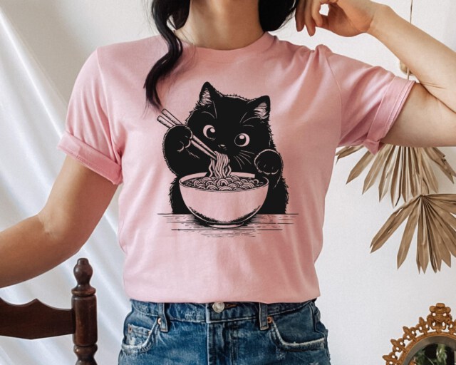 Ramen Cat T-Shirt | Cat Lover Gift, Kawaii Shirt, Alt Clothing, Anime Cat T-Shirt, Japanese Shirt, Foodies Shirt, Ramen Lover, Kitty Tee