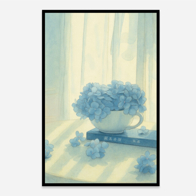 A Vase of Hydrangeas Aesthetic Art Print