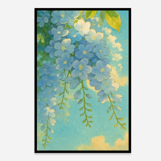 Blue Flowers Aesthetic Art Print