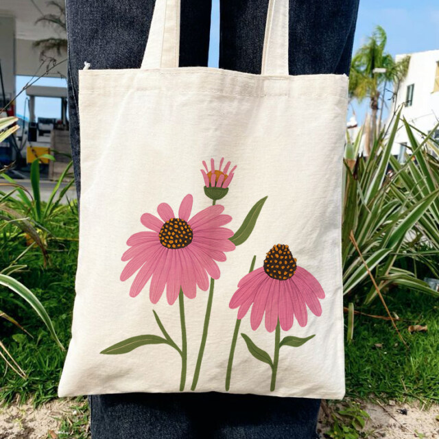 Pink Flower Tote Bag