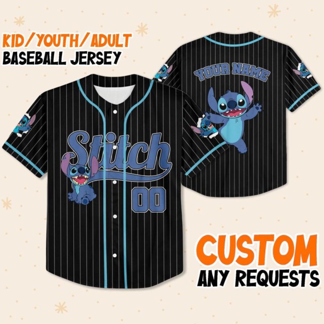 Personalize Disney Stitch Happy Striped Black