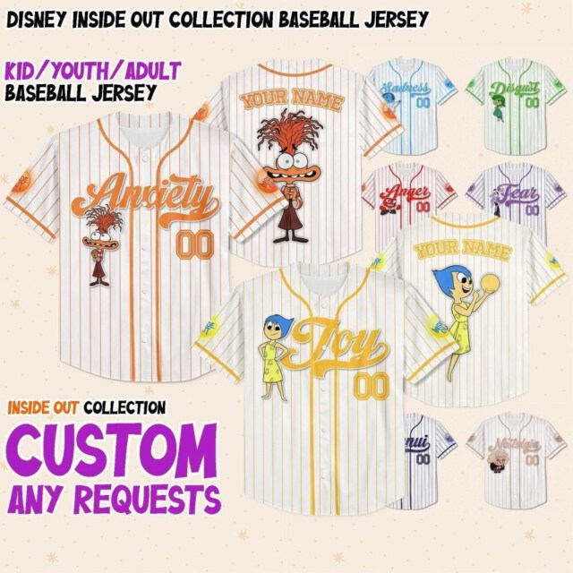 Custom Disney Inside Out Emotion Collection Baseball Jersey