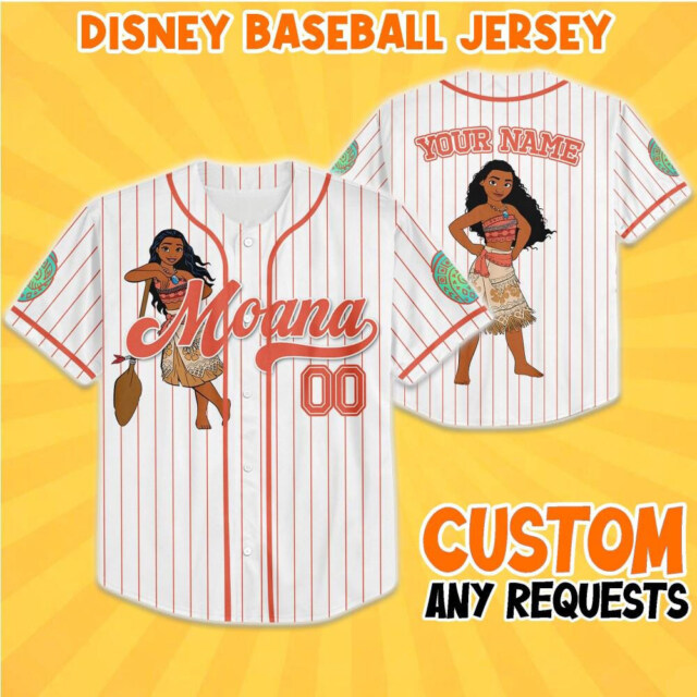 Custom Disney Princess Moana Simple, Custom Name Disney Game Day Kid Adult Jersey