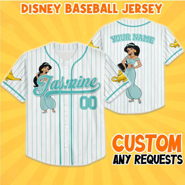 Custom Disney Princess Jasmine Aladdin Simple Baseball Jersey