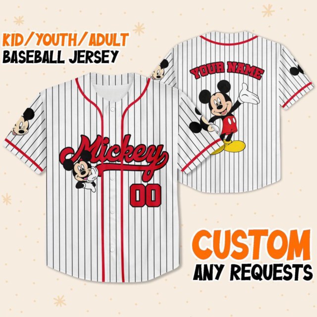 Personalize Disney Mickey Mouse Cute Striped White