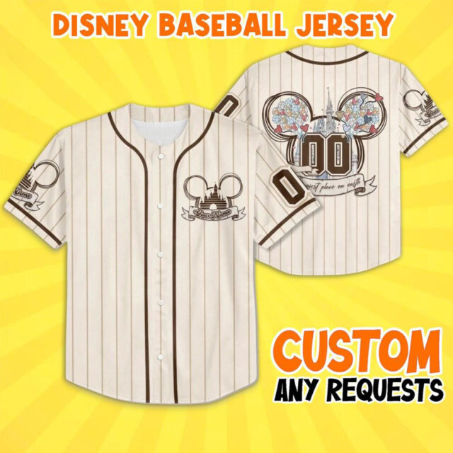 Personalize Disney mickey Mouse Happiest Place on Earth Baseball Jersey