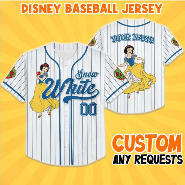 Custom Disney Princess Snow White Simple Baseball Jersey
