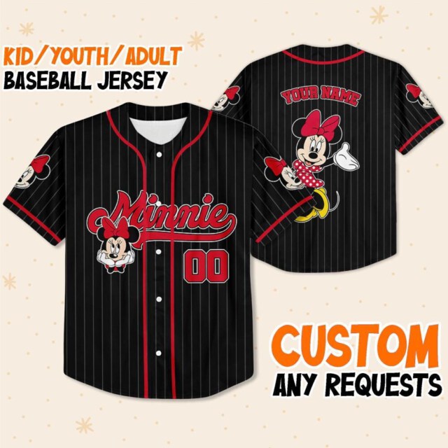 Personalize Disney Minnie Mouse Cute Striped Black