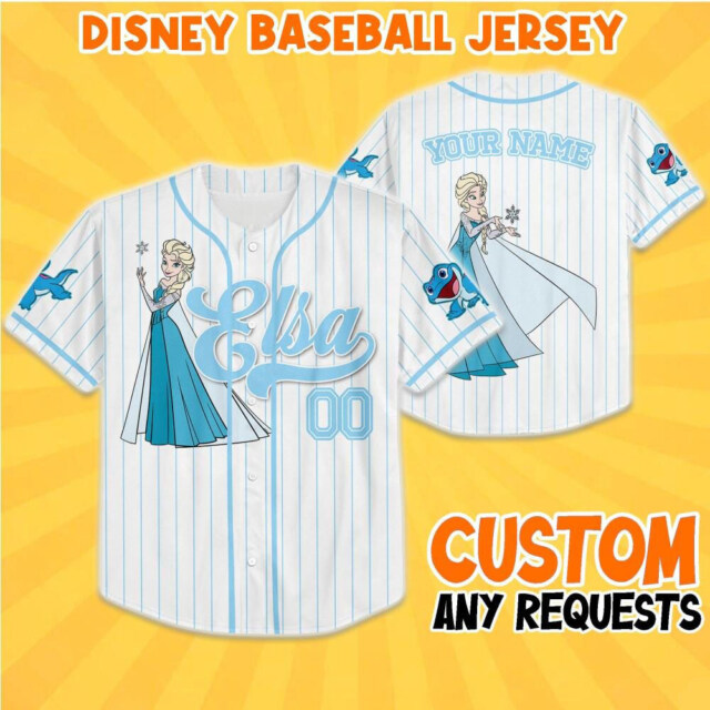 Custom Disney Princess Elsa Frozen Simple Baseball Jersey
