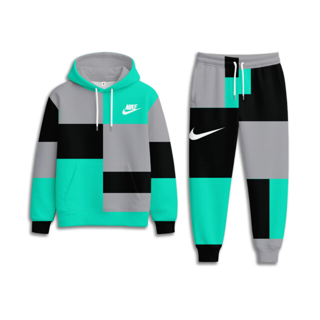 Nike Teal & Grey Colorblock - Hoodie & Joggers Set