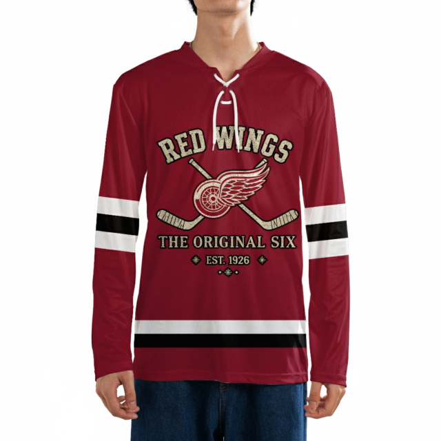 DETROIT RED WINGS – The Original Six  Neck Hockey Jersey - Custom Name