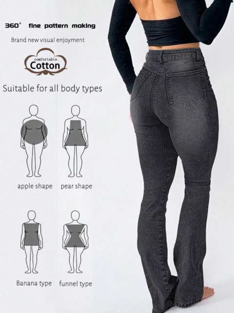 LEG-LENGTHENING MAGIC: High-Waisted Bow-Embroidered Flare Jeans