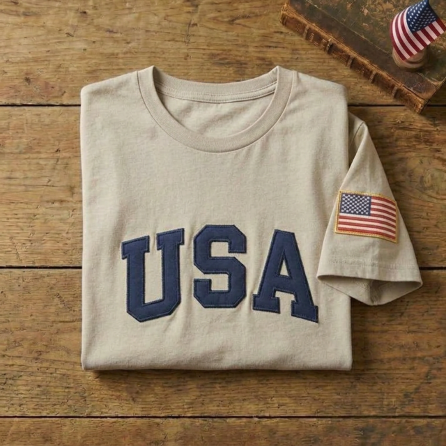 Embroidered USA Flag Apparel