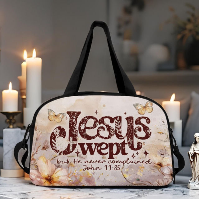 Personalized Name Jesus Wept John 11:35 Canvas Luggage Bag Gift For Jesus Lovers