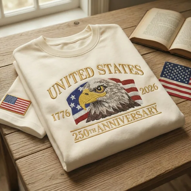 USA 250th Anniversary Embroidered Sweatshirt, United States 1776 2026 Eagle Crewneck, Patriotic American Flag Sweatshirt, Fourth of July Gift
