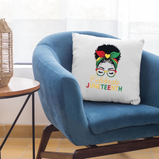 Juneteenth Pillow Cover – Black Girl Headwrap Pride Cushion
