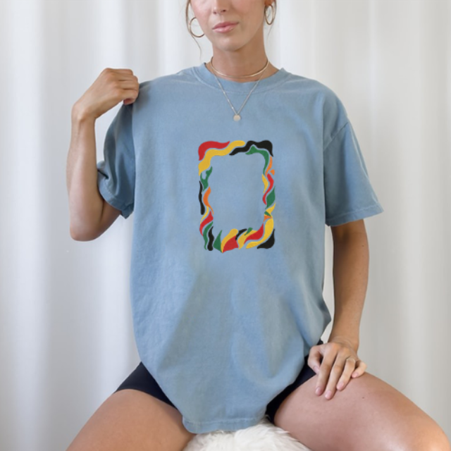 African Pattern Frame T-Shirt – Colorful Abstract Afro Style Border Graphic Tee