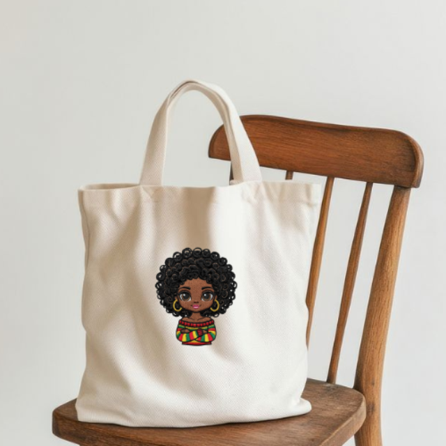 Black Girl Afro Doll Bag – Melanin Cute Graphic Tote