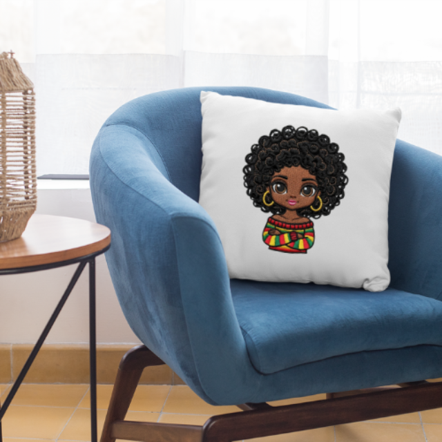 Black Girl Pillow Cover – Afro Doll Melanin Cute Throw Pillow Decor
