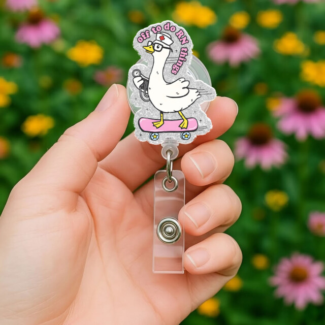 Funny Registered Nurse Badge Reel Silly Goose “Off To Do RN Things” Gift For Nurse Week