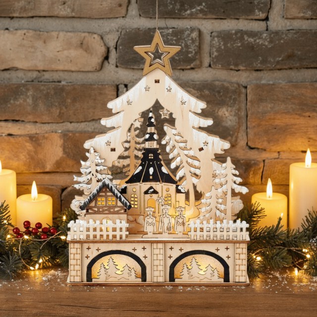 Ansbach Carved Wood Church Scene