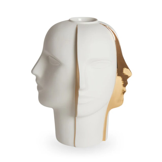 Atlas Split Vase – Sculptural Porcelain Vase with Gold Accent