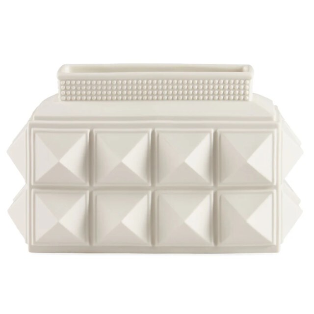 Charade Studded Low Vase – Matte Porcelain Sculptural Decorative Vase