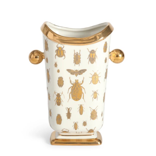 Botanist Specimen Vase – Glossy Porcelain Vase with Real Gold Accents