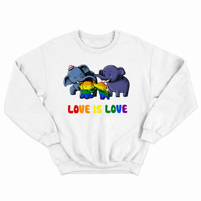Elephant Color LGBT Sweatshirt Love Is Love Pride Month Sweatshirt LGBTQ Gifts For Lesbian