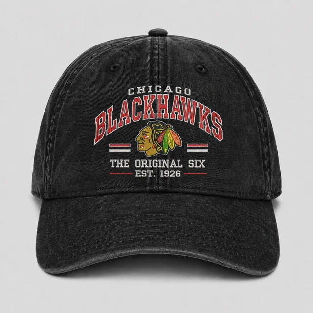 Chicago Blackhawks Original Six Embroidered Dad Hat – OTTO CAP 6 Wash Vintage Hockey Cap