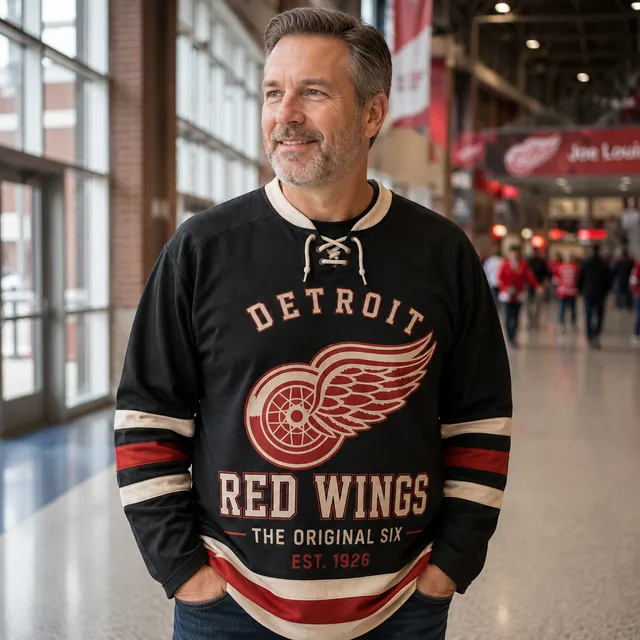 Detroit Red Wings Original Six Custom Hockey Jersey – Personalized Name & Number Lace Neck Jersey