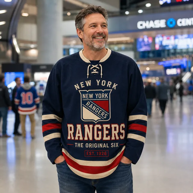 New York Rangers Original Six Custom Hockey Jersey – Personalized Name & Number Lace Neck Jersey