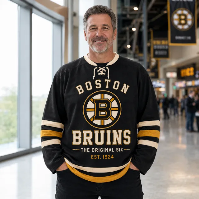 Boston Bruins Original Six Custom Hockey Jersey – Personalized Name & Number Lace Neck Jersey