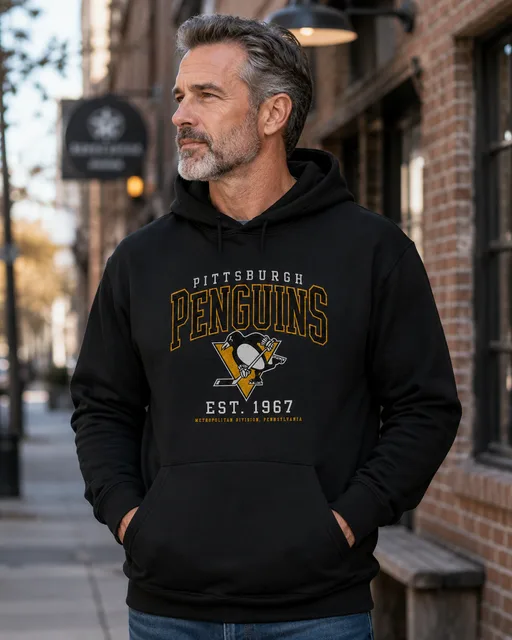 Pittsburgh Penguins Vintage Hockey Hoodie – EST. 1967 Heritage Pullover Sweatshirt
